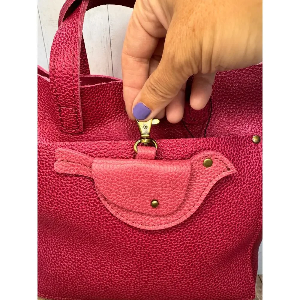 WILD ROSE Portland Leather Mockingbird Pouch Pink Bird Purse Charm FAST SHIP